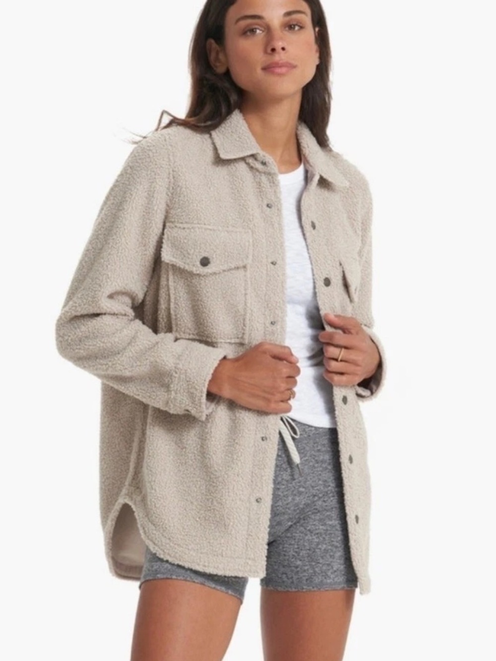 Vuori Teddy Shacket in Light Beige